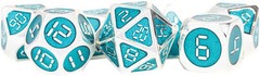 7ct Metal Digital Silver With Teal Enamel Polyhedral Dice Set